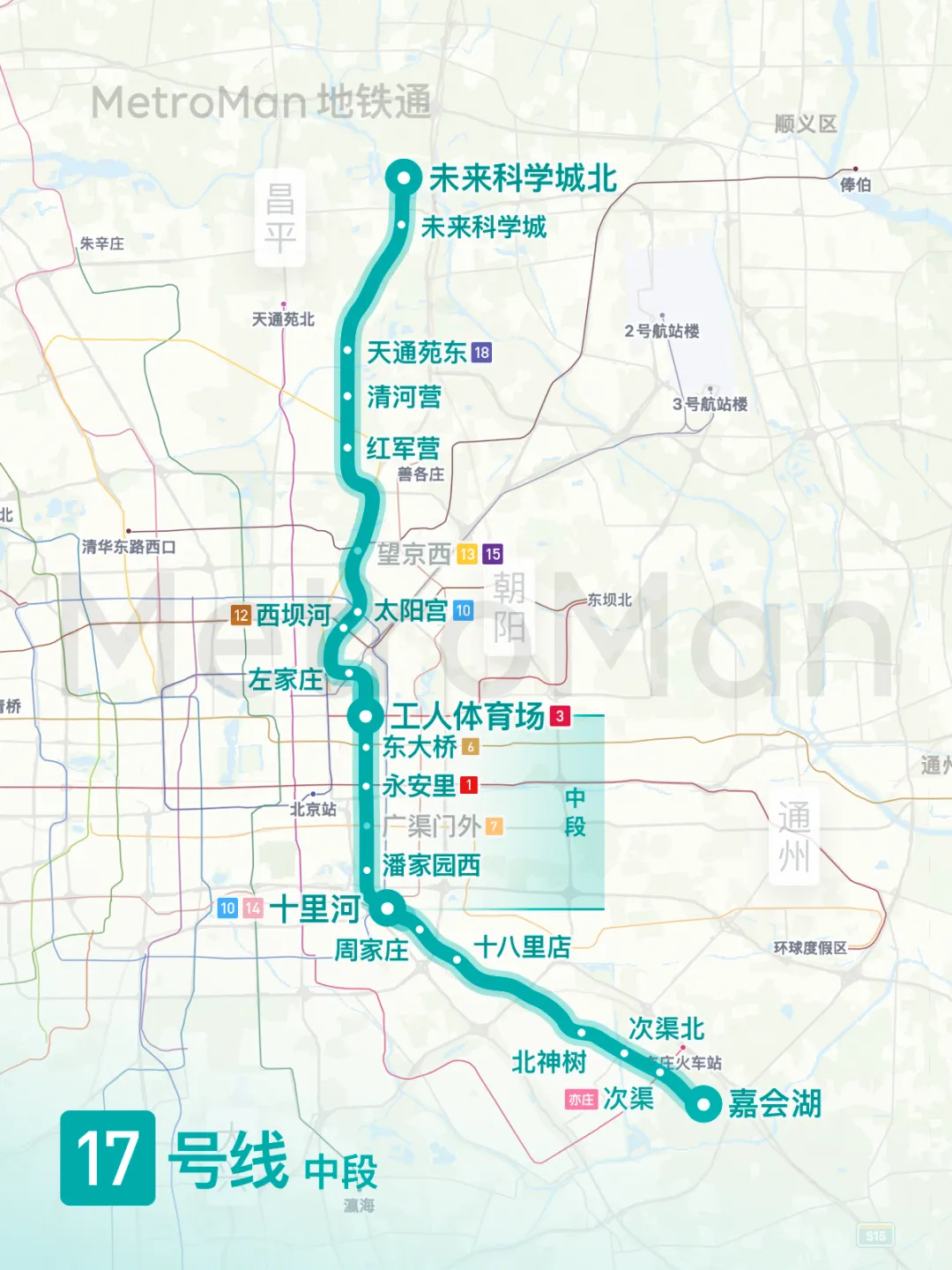 北京地铁17号线地图线路图